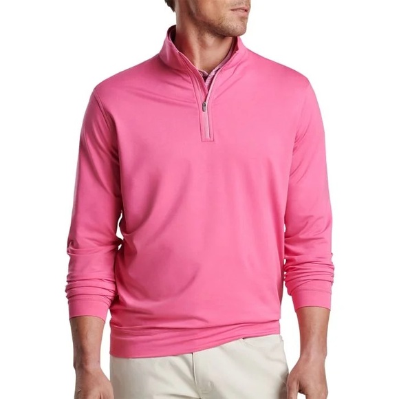 NWT Peter Millar Pink Ruby Perth Performance Melange 1/4 Zip - Picture 1 of 5